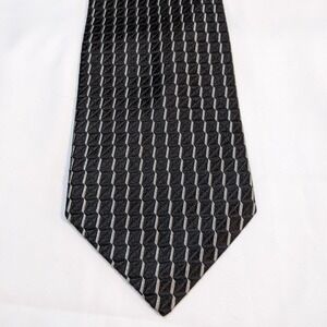 Daniel Cremieux 100% Silk Neck Tie Hand Tailored U.S.A. Black & Silver 59" Long